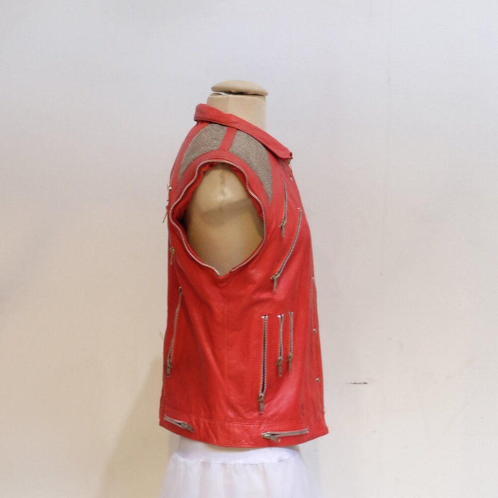 1980’s J.Park Collection Red Leather Zipper Jacket Michael Jackson BEAT IT